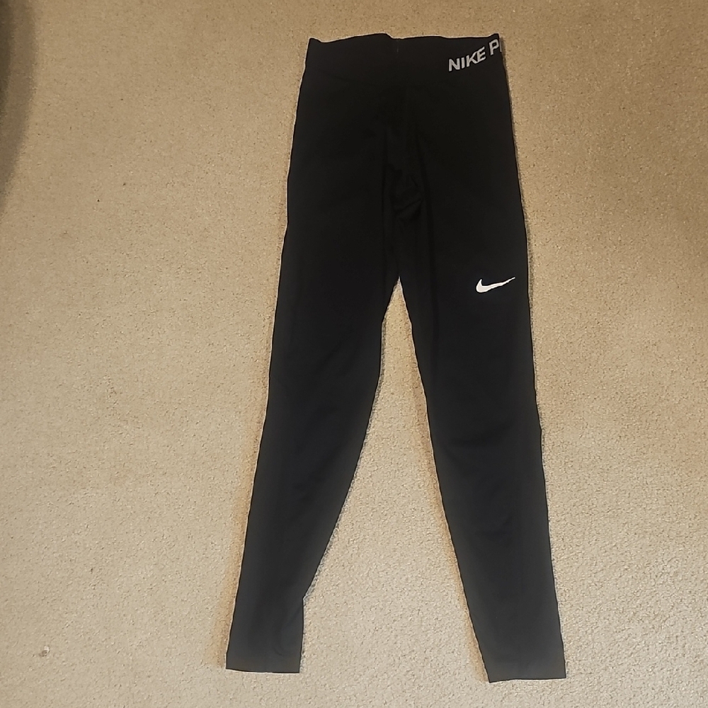 Nike Pro Women Black Leggings with White Logo Size XS - Picture 4 of 7